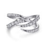 14K White Gold Diamond Spike Bypass Ring - 0.5 ct