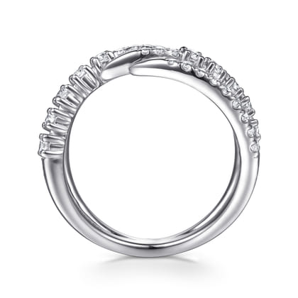 14K White Gold Diamond Spike Bypass Ring