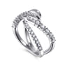 14K White Gold Diamond Spike Bypass Ring - 0.5 ct