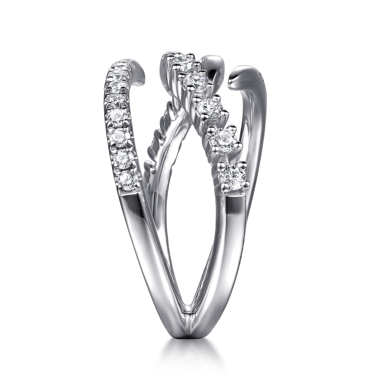 14K White Gold Diamond Spike Bypass Ring - 0.5 ct - Shot 4