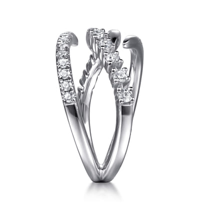 14K White Gold Diamond Spike Bypass Ring