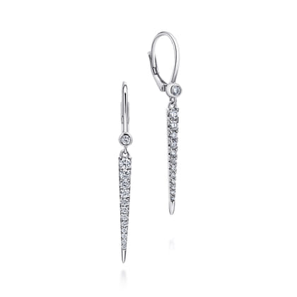 14K White Gold Diamond Spike Drop Earrings