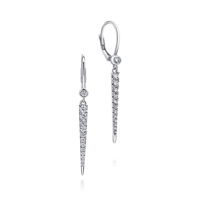 14K White Gold Diamond Spike Drop Earrings - 0.3 ct - Shot 1