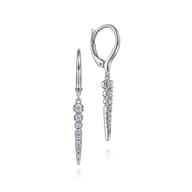 14K White Gold Diamond Spike Drop Earrings