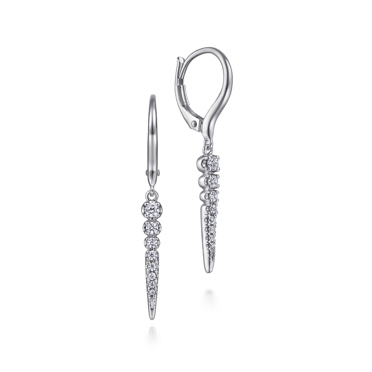 14K White Gold Diamond Spike Drop Earrings - 0.25 ct - Shot 1