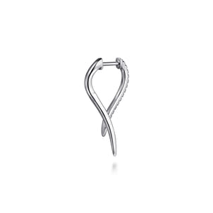 14K White Gold Diamond Spike Drop Earrings