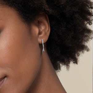 14K White Gold Diamond Spike Drop Earrings