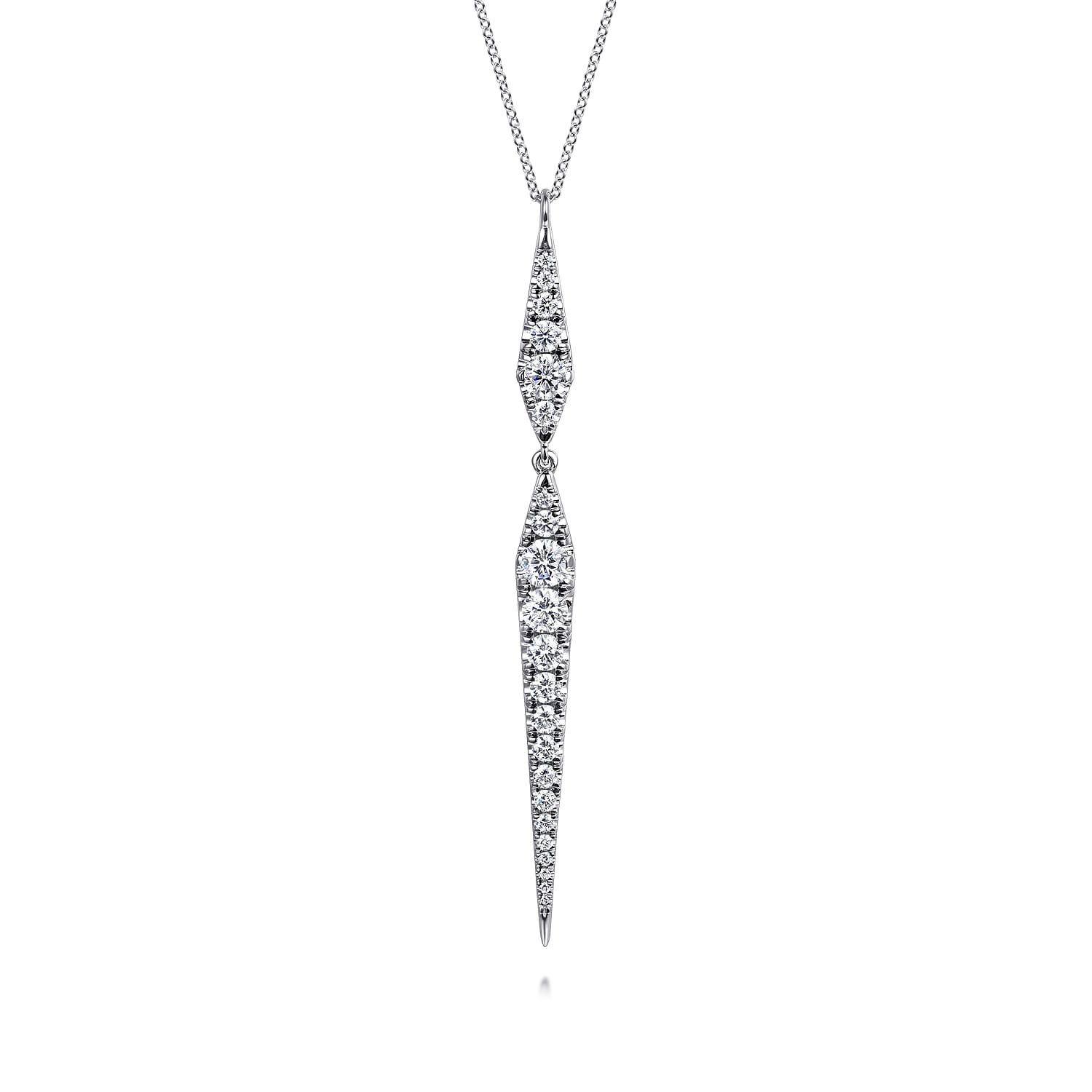 14K White Gold Diamond Spike Drop Pendant Necklace - 1.5 ct - Shot 1