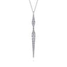 14K White Gold Diamond Spike Drop Pendant Necklace - 1.5 ct