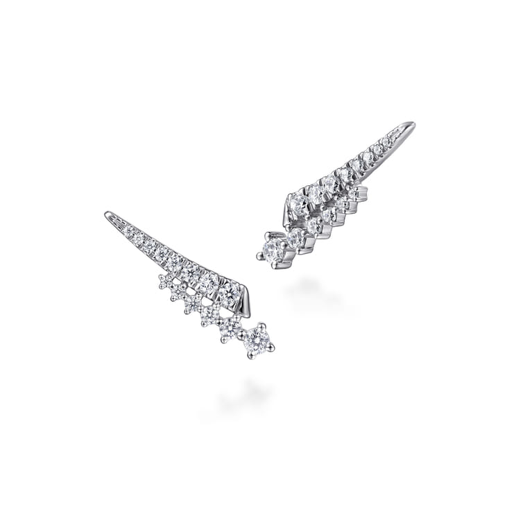14K White Gold Diamond Spike Ear Climber Earrings - 0.55 ct - Shot 1