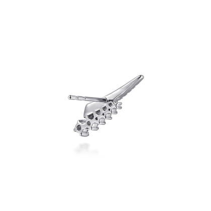 14K White Gold Diamond Spike Ear Climber Earrings