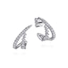 14K White Gold Diamond Spike J Hoop Earrings - 0.6 ct