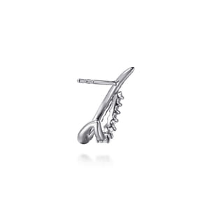 14K White Gold Diamond Spike J Hoop Earrings