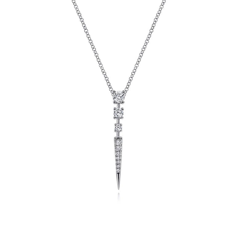 14K White Gold Diamond Spike Pendant Drop Necklace - 0.3 ct - Shot 1