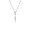 14K White Gold Diamond Spike Pendant Drop Necklace - 0.3 ct