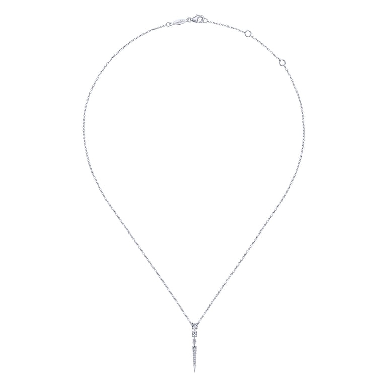 14K White Gold Diamond Spike Pendant Drop Necklace - 0.3 ct - Shot 2