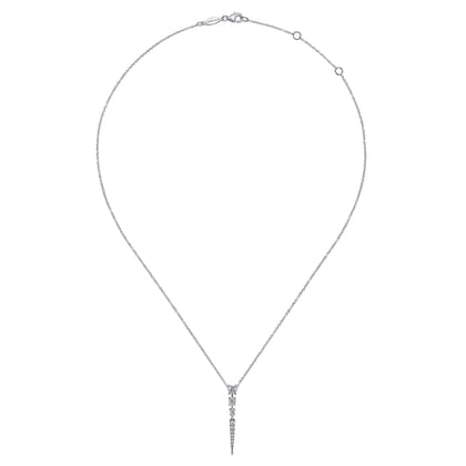 14K White Gold Diamond Spike Pendant Drop Necklace