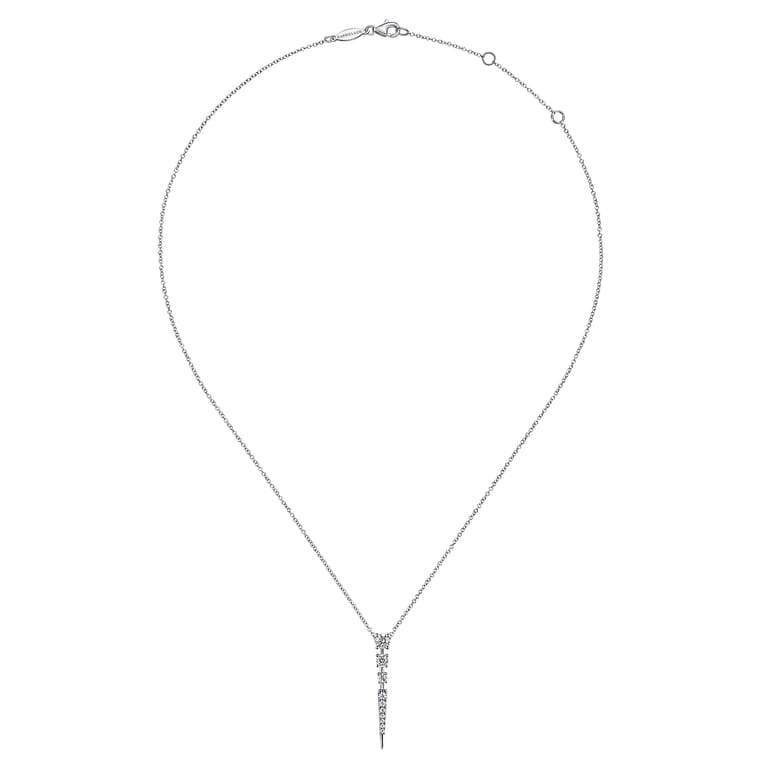 14K White Gold Diamond Spike Pendant Drop Necklace - 0.75 ct - Shot 2
