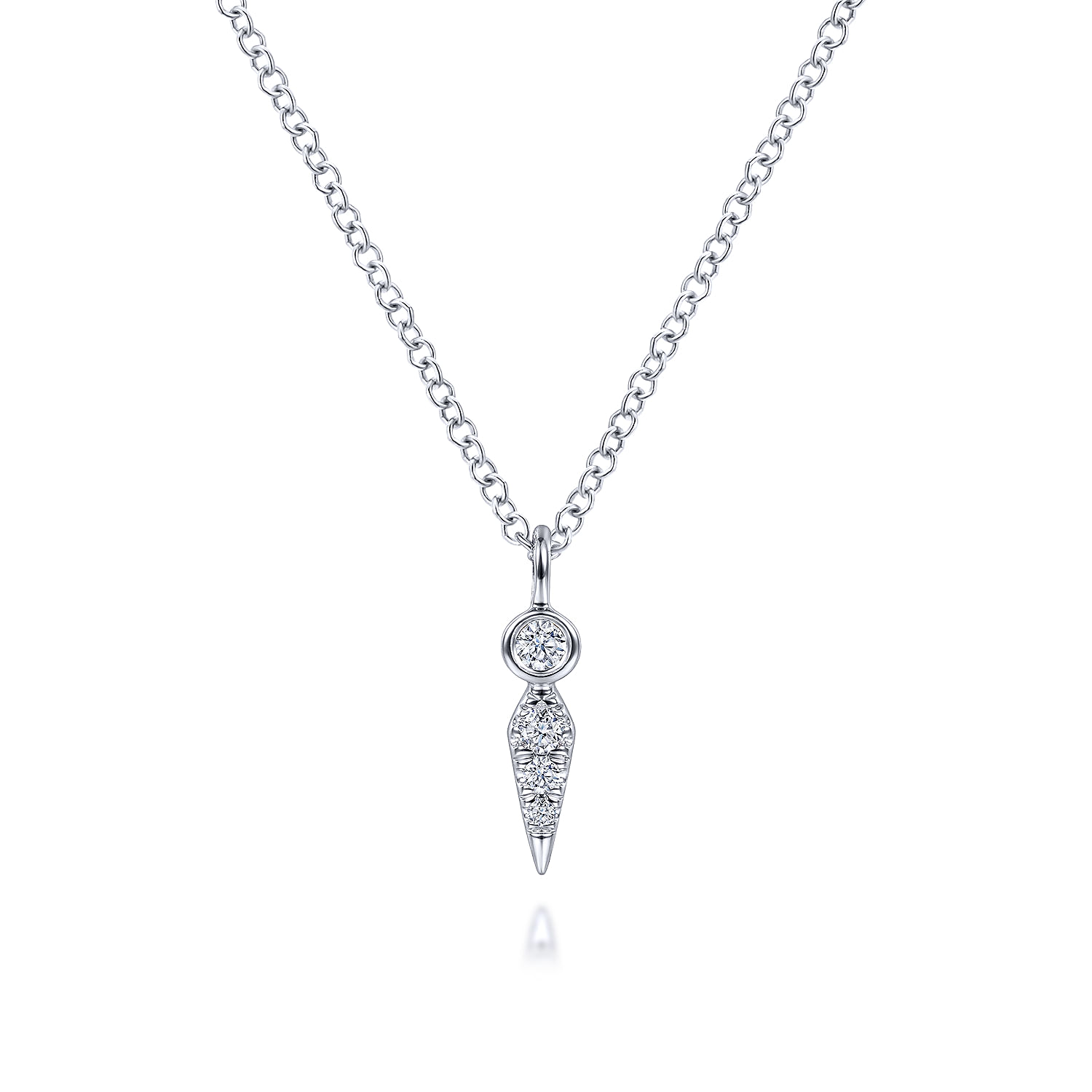 14K White Gold Diamond Spike Pendant Necklace - 0.06 ct - Shot 1
