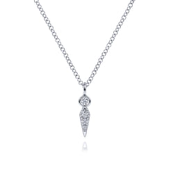 14K White Gold Diamond Spike Pendant Necklace