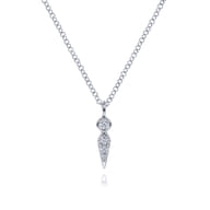 14K White Gold Diamond Spike Pendant Necklace