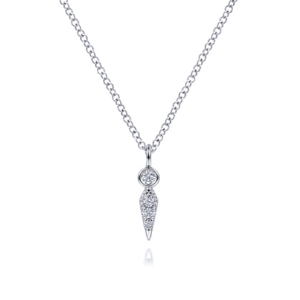 14K White Gold Diamond Spike Pendant Necklace