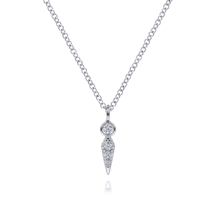 14K White Gold Diamond Spike Pendant Necklace - 0.06 ct - Shot 1