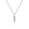 14K White Gold Diamond Spike Pendant Necklace - 0.06 ct
