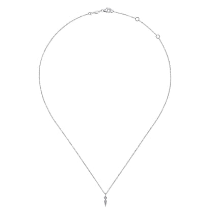 14K White Gold Diamond Spike Pendant Necklace