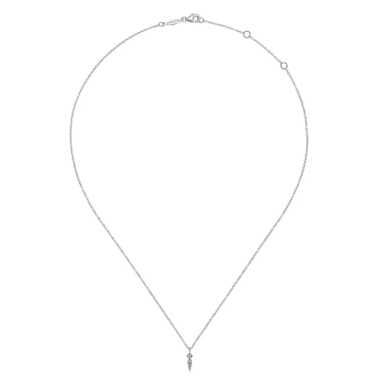 14K White Gold Diamond Spike Pendant Necklace - 0.06 ct - Shot 2