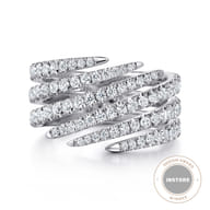 14K White Gold Diamond Spikes Bypass Ladies Ring