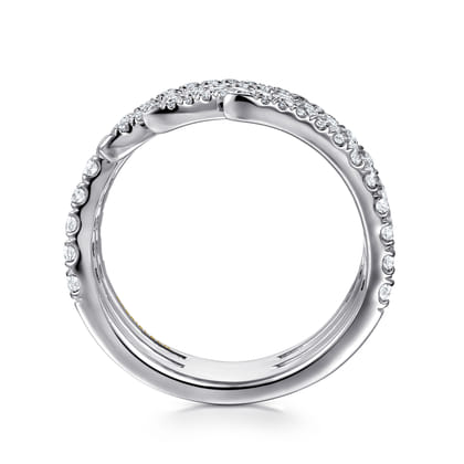 14K White Gold Diamond Spikes Bypass Ladies Ring