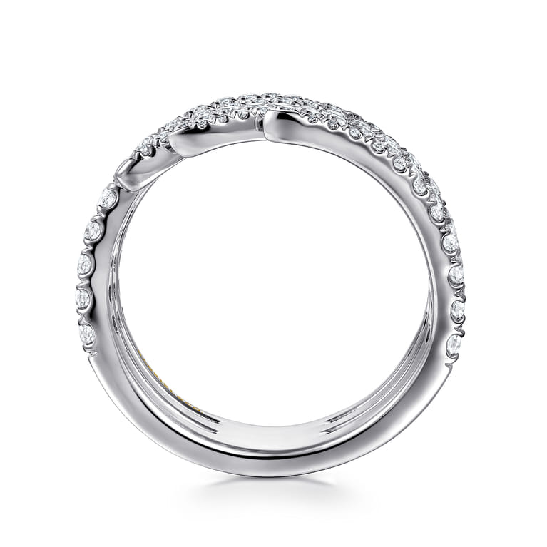 14K White Gold Diamond Spikes Bypass Ladies Ring - 1.2 ct - Shot 2