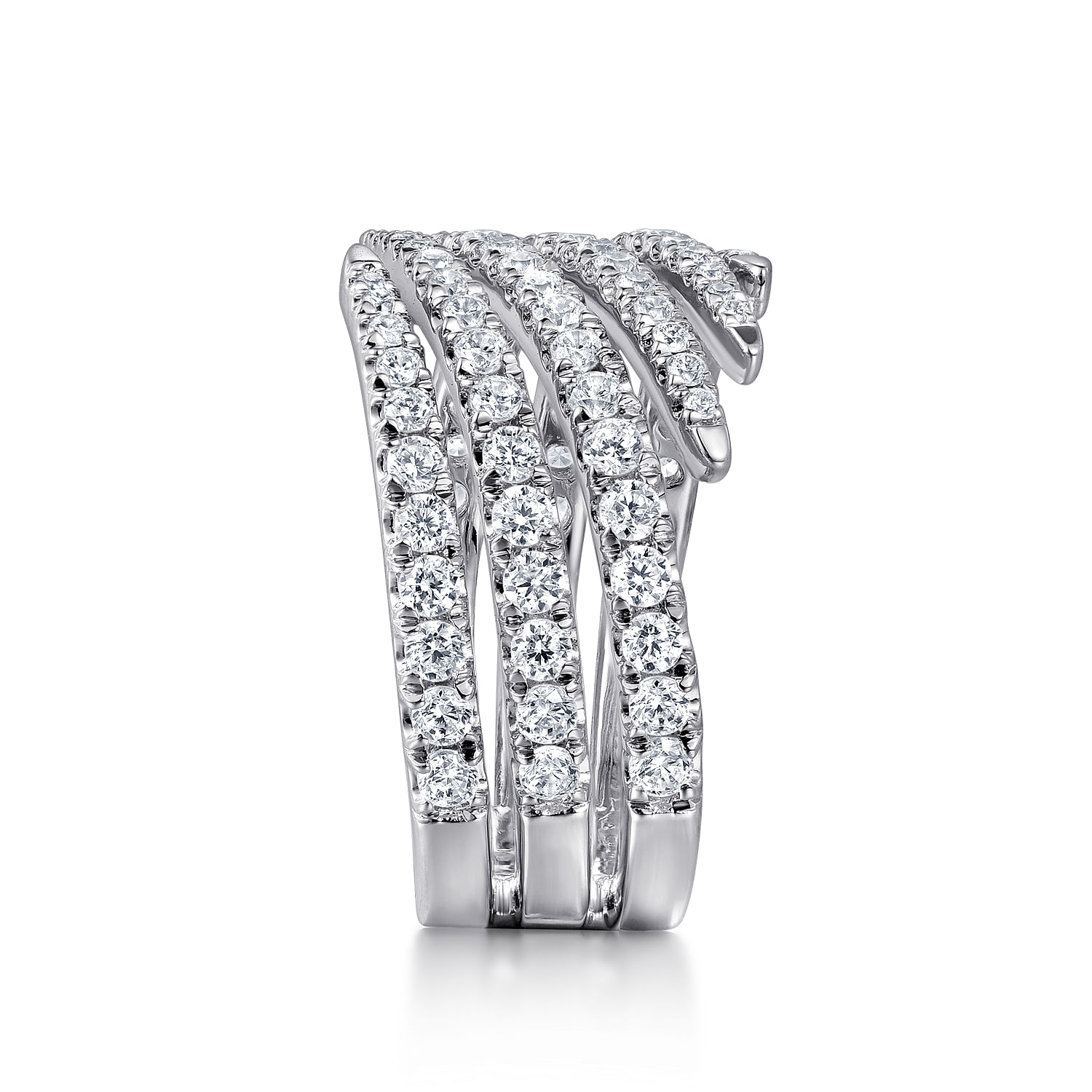 14K White Gold Diamond Spikes Bypass Ladies Ring - 1.2 ct - Shot 4
