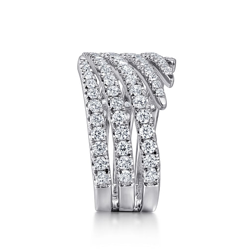 14K White Gold Diamond Spikes Bypass Ladies Ring, Shop 14k White Gold  Kaslique Rings