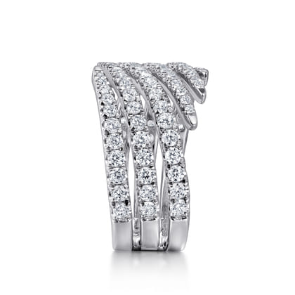 14K White Gold Diamond Spikes Bypass Ladies Ring