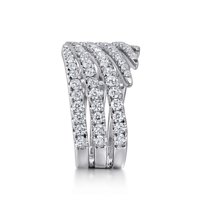 14K White Gold Diamond Spikes Bypass Ladies Ring - 1.2 ct - Shot 4