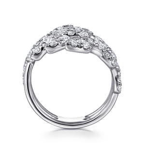 14K White Gold Diamond Spikes Bypass Ladies Ring