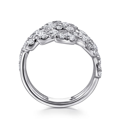 14K White Gold Diamond Spikes Bypass Ladies Ring