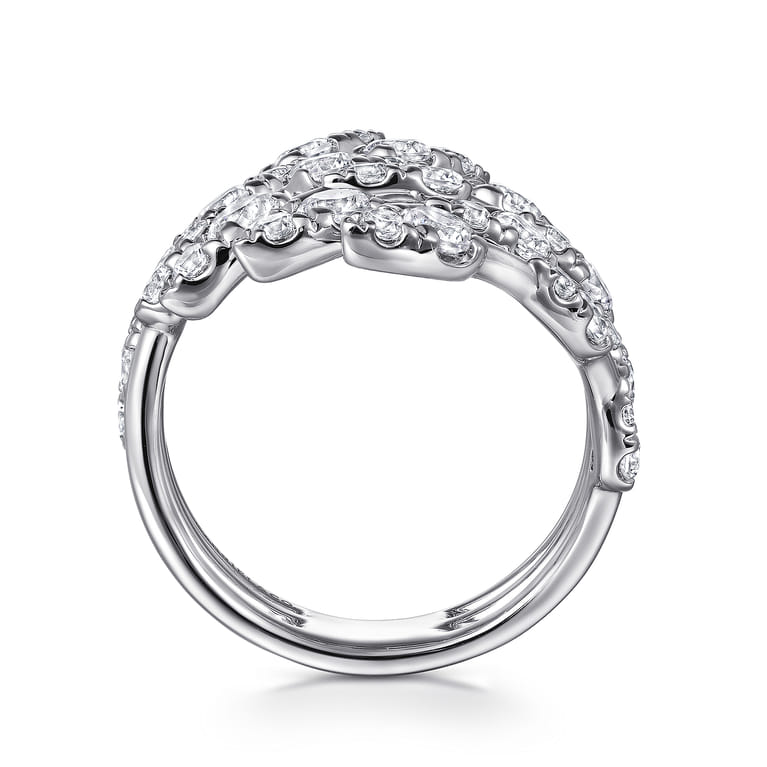 14K White Gold Diamond Spikes Bypass Ladies Ring - 2 ct - Shot 2