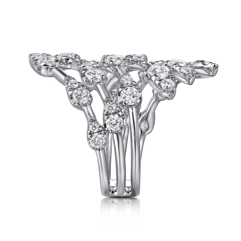 14K White Gold Diamond Spikes Bypass Ladies Ring - 2 ct - Shot 4