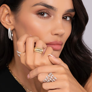 14K White Gold Diamond Spikes Bypass Ladies Ring