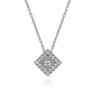 14K White Gold Diamond Square Pendant Necklace - 0.11 ct