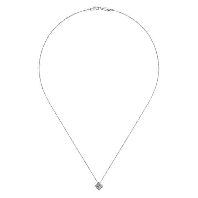 14K White Gold Diamond Square Pendant Necklace - 0.11 ct - Shot 2