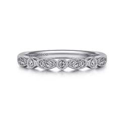 14K White Gold Diamond Stackable Ladies Ring