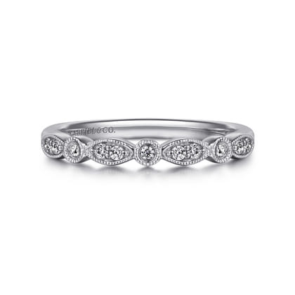 14K White Gold Diamond Stackable Ladies Ring