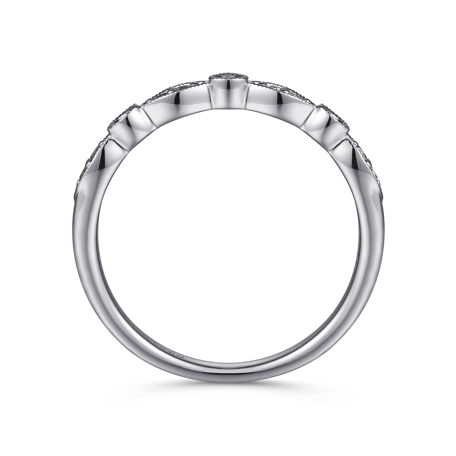 14K White Gold Diamond Stackable Ladies Ring - 0.11 ct - Shot 2