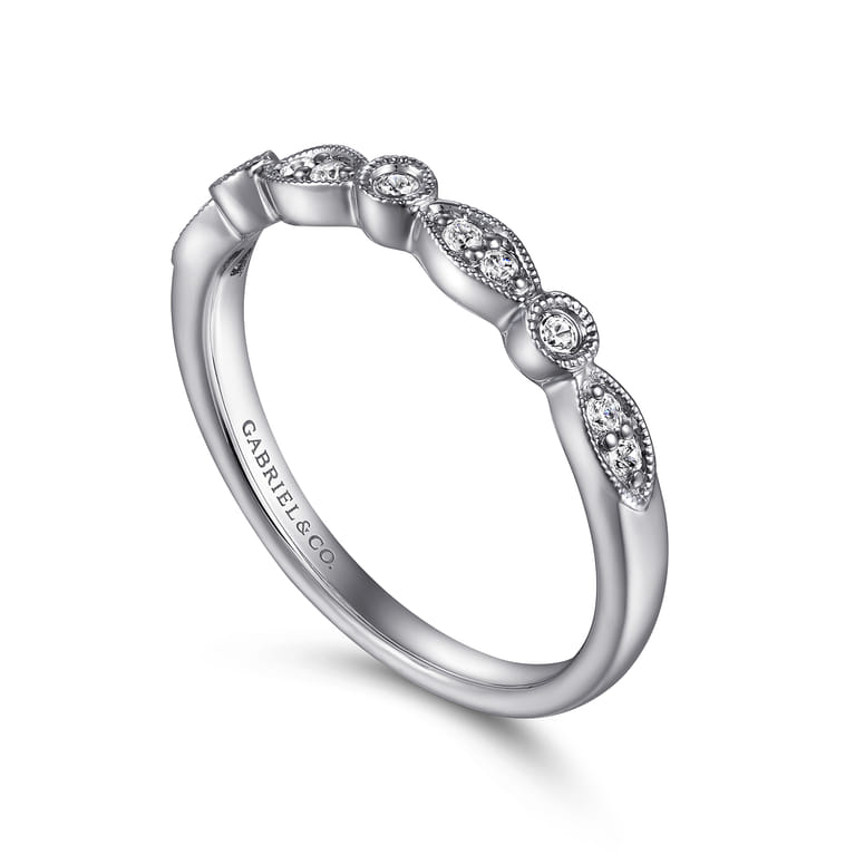 14K White Gold Diamond Stackable Ladies Ring - 0.11 ct - Shot 3