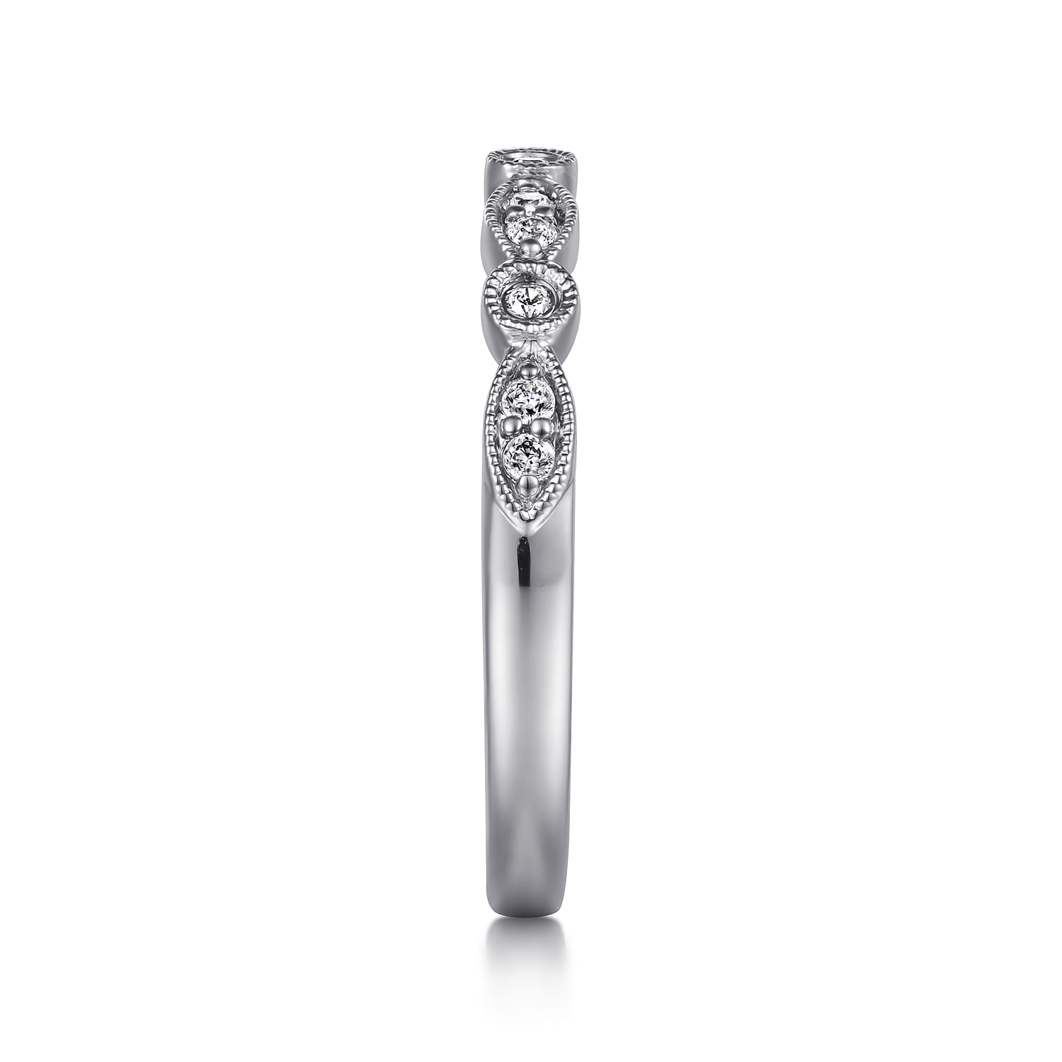 14K White Gold Diamond Stackable Ladies Ring - 0.11 ct - Shot 4