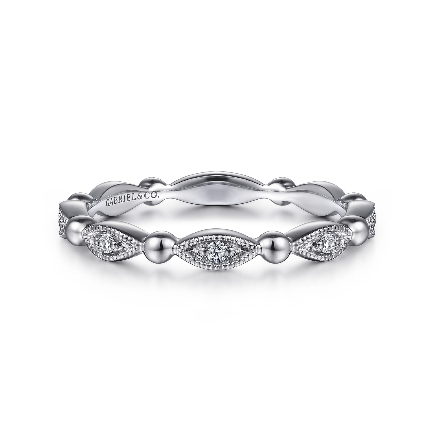 14K White Gold Diamond Stackable Ring-Bujukan